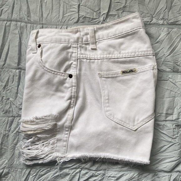 Rolla’s Original Cut Off High Waist Denim Jean Shorts White 25 - Picture 13 of 16